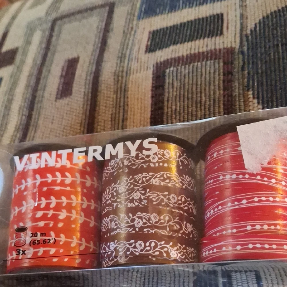 IKEA VINTERMYS Decorative Ribbon Trio - Red, Brown, Red